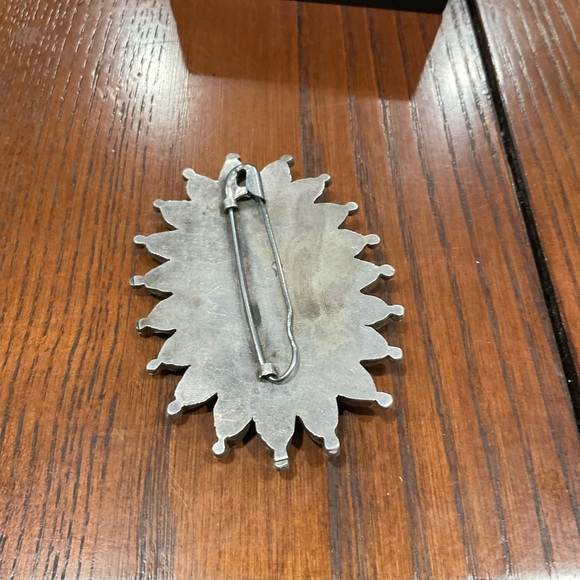 Blue and Silver Turquoise Necklace with Floral Design. Native Made/Signed - Picture 13 of 16